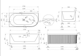 Акриловая ванна ABBER AB9412-1.7 L левая 170x80см белый